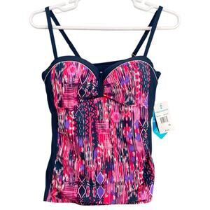 NWT Free Country Tankini Swimsuit Top Womens XL Swimwear Bathing Suit Wire‎ Bra